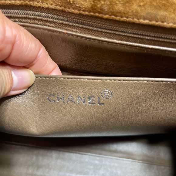 Chanel Brown Suede Shoulder Bag,with auth. Card and care card, pre loved. - Picture 6 of 16